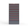 front view of 14 ga 9 drawer cabinet in red