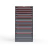 front view of 14 ga 10 thin drawer cabinet in red
