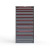 front view of 14 ga 10 drawer cabinet in red