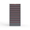front view of 10 drawer cabinet in red