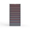 front view of 11 drawer cabinet in red