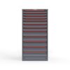 front view of 12 multi drawer cabinet in red