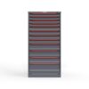 front view of 12 drawer cabinet in red
