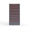 front view of 14 ga 13 drawer cabinet in red