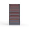 front view of 14 drawer cabinet in red