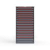 front view of 15 drawer cabinet in red