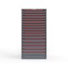 front view of 16 drawer cabinet in red