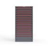 front view of 17 drawer cabinet in red