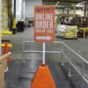 Pyramid Sign Base in use in warehouse