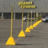 Pyramid Sign Bases labeling parking spots in parking lot