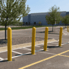Bollards Protecting Crosswalk in a Parking Lot