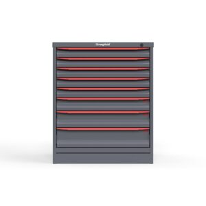 Front view of 30 in. red cabinet