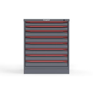 Front view of 30 in. wide red cabinet