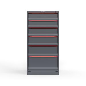 front view of 60 in 6 drawer cabinet in red