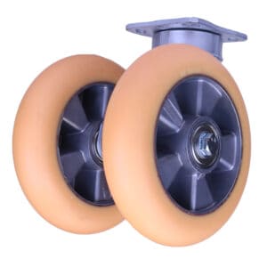 8 Inch Dual Wheel Kingpinless Swivel Caster with High Capacity Polyurethane Wheels and Radius Tread from Barron Equipment