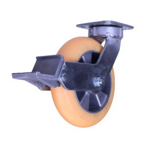 8 Inch Kingpinless Swivel Caster with High Capacity Radius Tread Polyurethane Wheel and Built in Brake from Barron Equipment