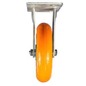 8 Inch Kingpinless Rigid Caster with Polyurethane Wheel, Large Top Plate and Long Fork from Barron Equipment