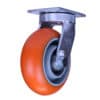 8 Inch Heavy Duty Kingpinless Swivel Caster with Radius Tread Polyurethane Wheel and Large Top Plate from Barron Equipment