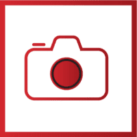 Integrated Camera Icon with square frame red gradient