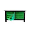 2 bay black workbench with 4 casters