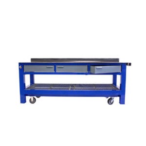 3 Bay SD Black Workbench - 2 Locking Swivel - 2 Rigid Casters