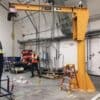 Jib crane lifting setup in workshop