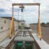 Gantry crane in outdoor worksite lifting setup