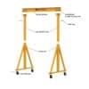 Gantry crane diagram showing beam, legs, and assembly components
