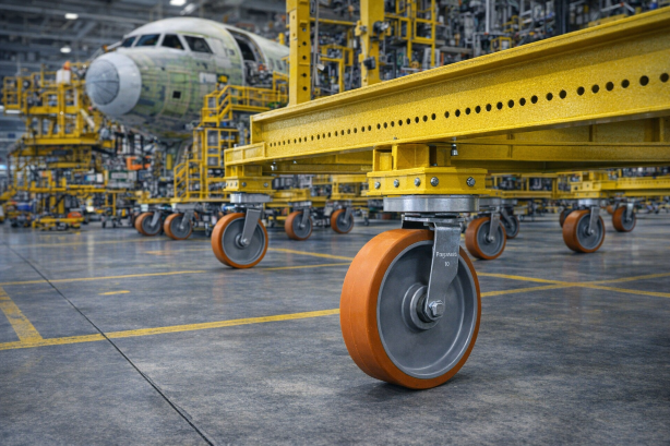 kingpinless caster in aerospace industry