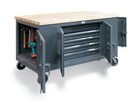 mobile maintenance cart with 3 locking compartments 1